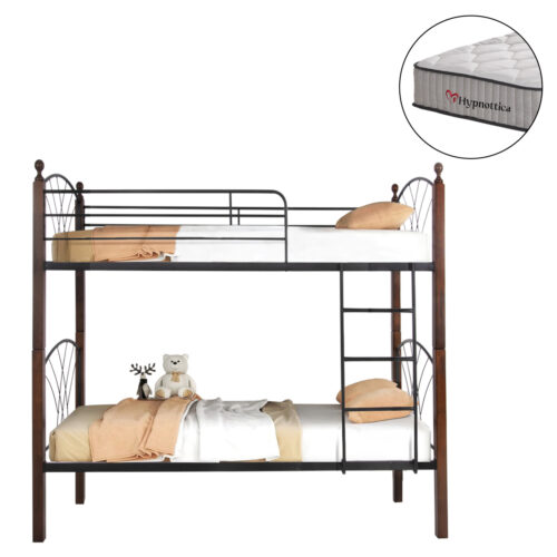 ΚΟΥΚΕΤΑ ΜΕ ΣΤΡΩΜΑΤΑ STOREY HM10749.10 ΜΕΤΑΛΛΟ & ΞΥΛΟ RUBBERWOOD--ΣΤΡΩΜΑΤΑ 90x190εκ. (x1)