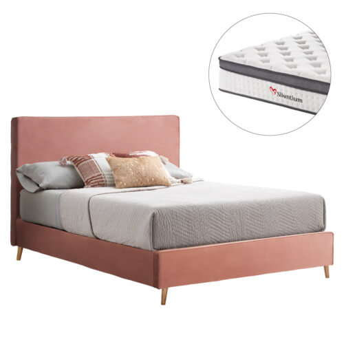 ΚΡΕΒΑΤΙ ΔΙΠΛΟ ΜΕ ΣΤΡΩΜΑ INDRA HM10810.12 ΣΑΠΙΟ ΜΗΛΟ ΒΕΛΟΥΔΟ--ΓΙΑ ΣΤΡΩΜΑ 160x200εκ (x1)