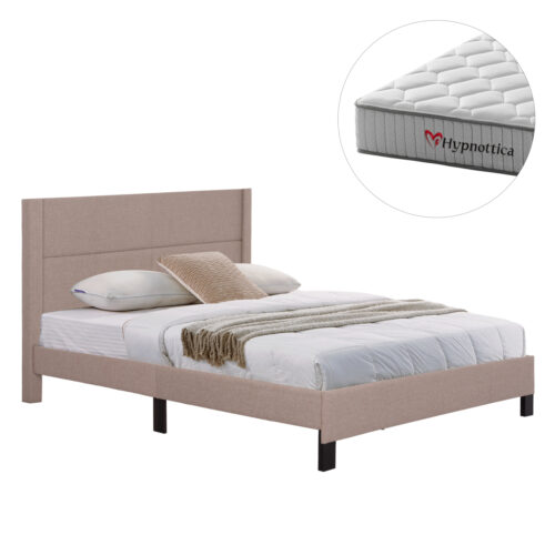 ΚΡΕΒΑΤΙ ΔΙΠΛΟ & ΣΤΡΩΜΑ TRILLOP HM10763.03 ΜΠΕΖ ΥΦΑΣΜΑ--ΓΙΑ 160x200εκ (x1)