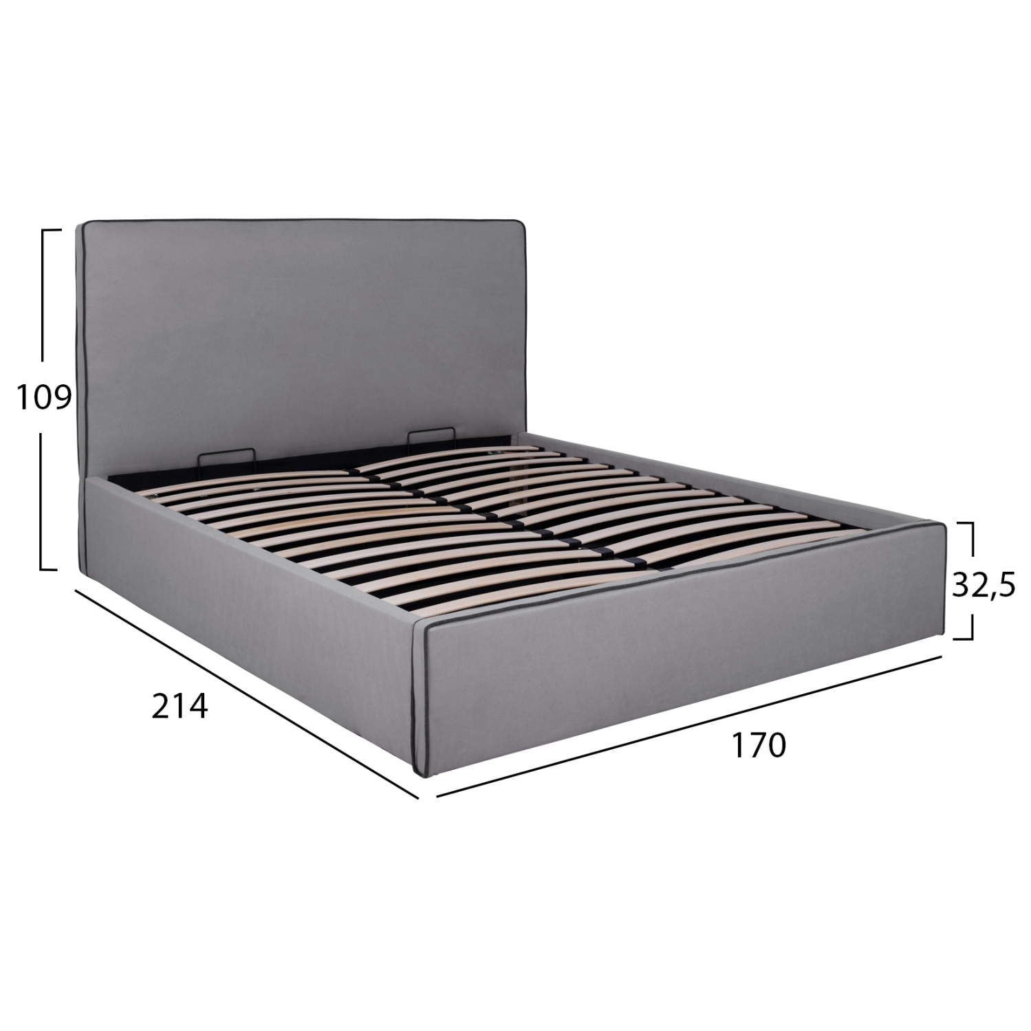 ΚΡΕΒΑΤΙ ALLIE HM584.01 160x200 εκ. ΜΕ ΑΠΟΘΗΚΕΥΤΙΚΟ ΧΩΡΟ ΓΚΡΙ ΥΦΑΣΜΑ (x1) - Image 3