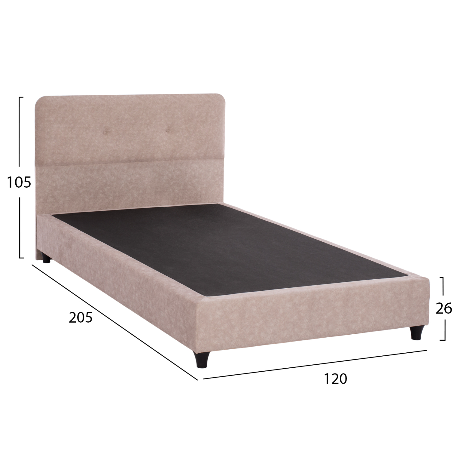 ΚΡΕΒΑΤΙ HM648.22 DOLORES, ΜΠΕΖ ΥΦΑΣΜΑ τ.NUBUCK, 120x200 εκ. (x1) - Image 3