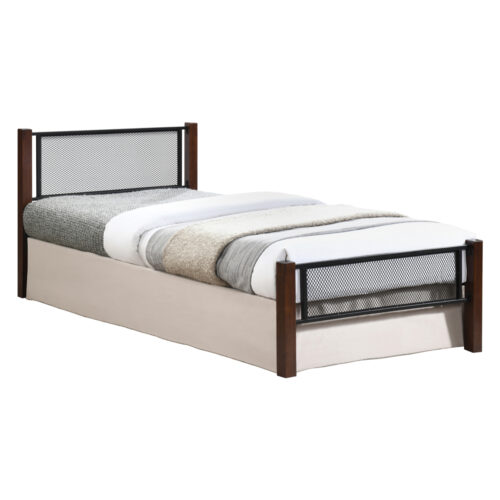 ΚΡΕΒΑΤΙ ΜΟΝΟ RAYVEN HM689 RUBBERWOOD ΣΕ DIRTY OAK-ΜΕΤΑΛΛΟ ΣΕ ΜΑΥΡΟ--ΓΙΑ 90x190εκ (x1)