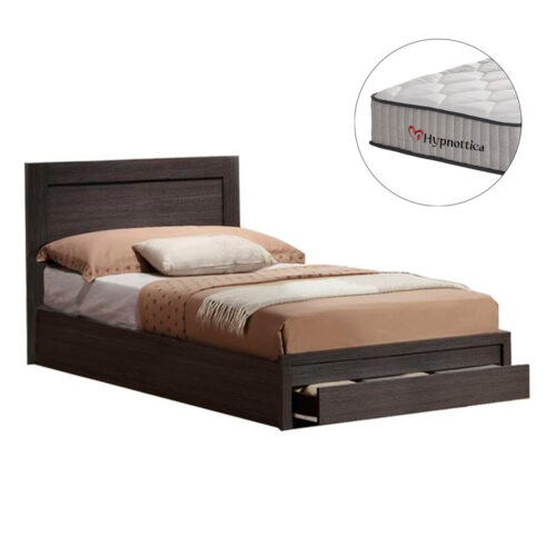 ΚΡΕΒΑΤΙ ΜΟΝΟ ΜΕ ΣΥΡΤΑΡΙ & ΣΤΡΩΜΑ MELANY HM10756.02 ΜΕΛΑΜΙΝΗ ZEBRANO--ΓΙΑ 90x190εκ (x1)