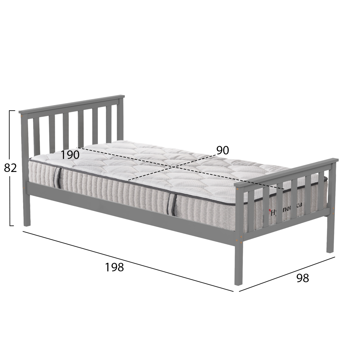 ΚΡΕΒΑΤΙ ΠΑΙΔΙΚΟ ΜΕ ΣΤΡΩΜΑ GIMLY HM10751.03 ΞΥΛΟ ΠΕΥΚΟΥ ΣΕ ΓΚΡΙ ΓΙΑ ΣΤΡΩΜΑ 90x190εκ (x1) - Image 3