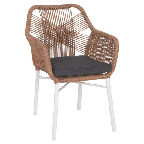 ΠΟΛΥΘΡΟΝΑ TOPIN HM6048.01 ΑΛΟΥΜΙΝΙΟ ΛΕΥΚΟ-P.E. RATTAN ΑΝΟΙΧΤΟ ΚΑΦΕ-ΜΑΞΙΛΑΡΙ ΓΚΡΙ 58x60x83Υ εκ (x1)