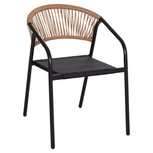ΠΟΛΥΘΡΟΝΑ HOMAN HM6430.03 ΜΑΥΡΟ ΜΕΤΑΛΛΟ & TEXTILENE--ΜΠΕΖ P.E.RATTAN 53x58x75Υεκ (x1)
