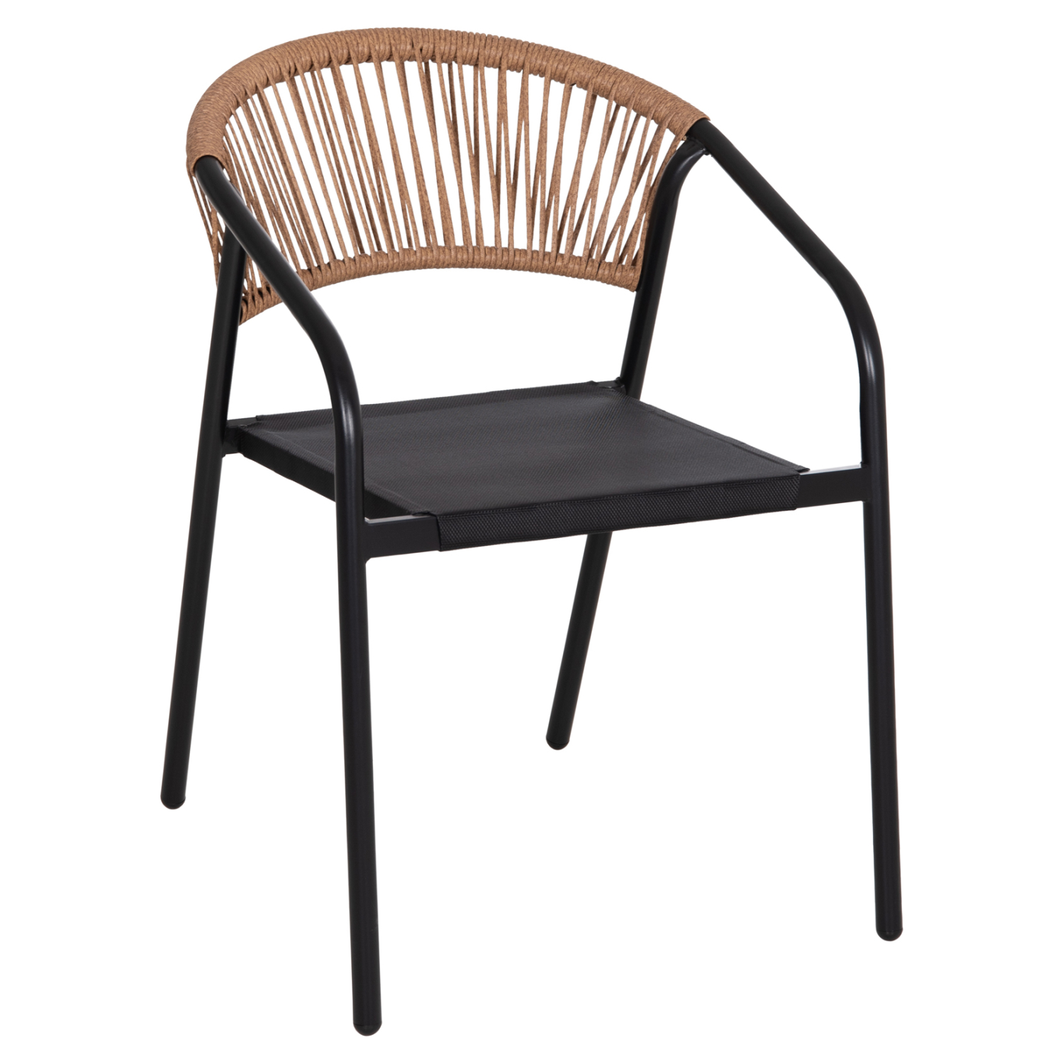 ΠΟΛΥΘΡΟΝΑ HOMAN HM6430.03 ΜΑΥΡΟ ΜΕΤΑΛΛΟ & TEXTILENE--ΜΠΕΖ P.E.RATTAN 53x58x75Υεκ (x1)