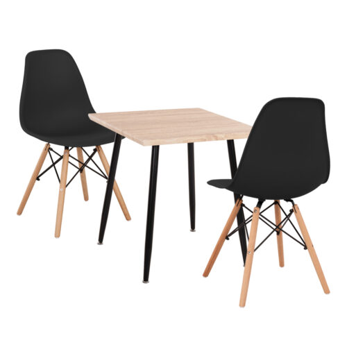 ΣΕΤ ΤΡΑΠΕΖΑΡΙΑΣ 3ΤΜΧ PALOMA HM21380.02 ΤΕΤΡΑΓΩΝΟ ΤΡΑΠΕΖΙ & 2 ΚΑΡΕΚΛΕΣ ΣΕ ΜΑΥΡΟ (x1)