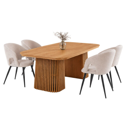 ΣΕΤ ΤΡΑΠΕΖΑΡΙΑΣ 5ΤΜΧ ΕΠΕΚΤΕΙΝΟΜΕΝΟ CORNEL HM12105.02 MDF--ΥΦΑΣΜΑ ΜΠΕΖ (x1)