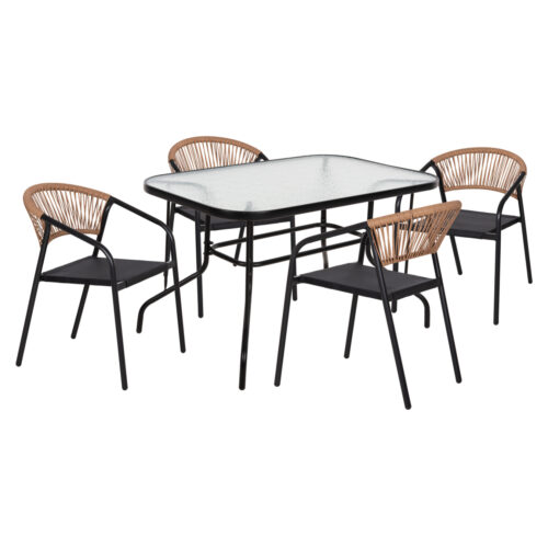 ΣΕΤ ΤΡΑΠΕΖΑΡΙΑΣ 5ΤΜΧ ADAM HM10859.03 ΚΑΡΕΚΛΕΣ ΜΕΤΑΛΛΙΚΕΣ & ΤΡΑΠΕΖΙ 120x70εκ ΜΑΥΡΟ (x1)