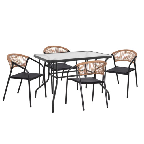 ΣΕΤ ΤΡΑΠΕΖΑΡΙΑΣ 5ΤΜΧ ADAM HM10727.03 ΚΑΡΕΚΛΕΣ ΜΕΤΑΛΛΙΚΕΣ & ΤΡΑΠΕΖΙ 110x60εκ ΜΑΥΡΟ (x1)