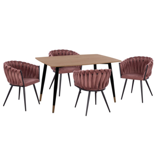 ΣΕΤ ΤΡΑΠΕΖΑΡΙΑΣ 5ΤΜΧ ALIZA HM12122.01 MDF TOP ΣΕ ΦΥΣΙΚΟ--ΣΑΠΙΟ ΜΗΛΟ ΒΕΛΟΥΔΟ (x1)
