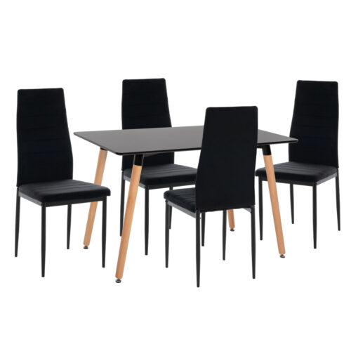 ΣΕΤ ΤΡΑΠΕΖΑΡΙΑΣ 5ΤΜΧ MINIMAL HM21173 MDF TOP ΜΑΥΡΟ-ΒΕΛΟΥΔΟ & ΜΕΤΑΛΛΟ ΜΑΥΡΟ (x1)