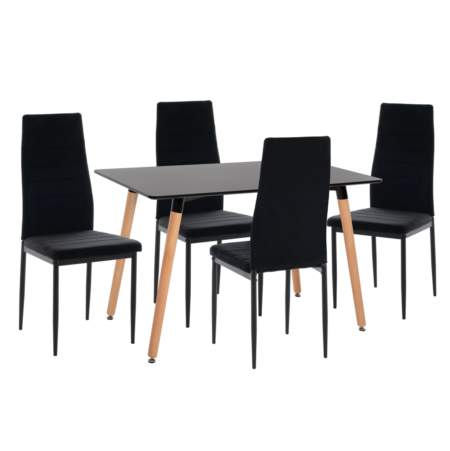 ΣΕΤ ΤΡΑΠΕΖΑΡΙΑΣ 5ΤΜΧ MINIMAL HM21173 MDF TOP ΜΑΥΡΟ-ΒΕΛΟΥΔΟ & ΜΕΤΑΛΛΟ ΜΑΥΡΟ (x1)