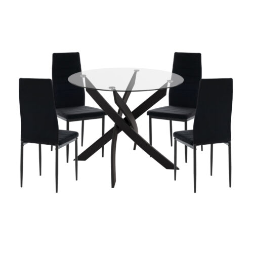 ΣΕΤ ΤΡΑΠΕΖΑΡΙΑΣ 5ΤΜΧ LADY HM21199.04 ΓΥΑΛΙ--ΜΕΤΑΛΛΟ & ΒΕΛΟΥΔΟ ΣΕ ΜΑΥΡΟ (x1)