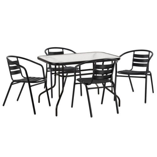 ΣΕΤ ΤΡΑΠΕΖΑΡΙΑΣ 5ΤΜΧ ADAM HM21220.03 ΚΑΡΕΚΛΕΣ ΜΕΤΑΛΛΙΚΕΣ & ΤΡΑΠΕΖΙ 110x60 ΜΑΥΡΟ (x1)