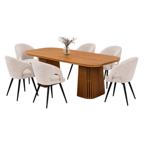 ΣΕΤ ΤΡΑΠΕΖΑΡΙΑΣ 7ΤΜΧ ΕΠΕΚΤΕΙΝΟΜΕΝΟ CORNEL HM12107.02 MDF--ΥΦΑΣΜΑ ΜΠΕΖ (x1)
