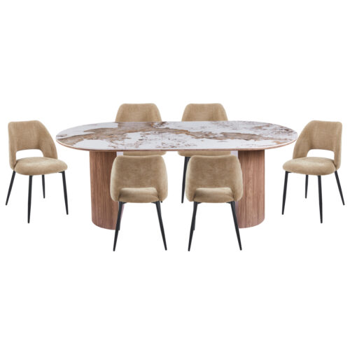ΣΕΤ ΤΡΑΠΕΖΑΡΙΑΣ 7ΤΜΧ MARBLEX HM11391 ΚΕΡΑΜΙΚΟ TOP PANDORA--ΚΑΡΕΚΛΕΣ ΜΕ ΥΦΑΣΜΑ TAUPE (x1)