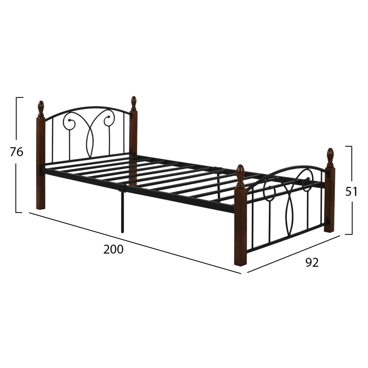 ΣΕΤ ΥΠΝΟΔΩΜΑΤΙΟΥ ΜΕ ΣΤΡΩΜΑ 3ΤΜΧ HM11217 RUBBERWOOD-ΜΕΤΑΛΛΟ (x1) - Image 3