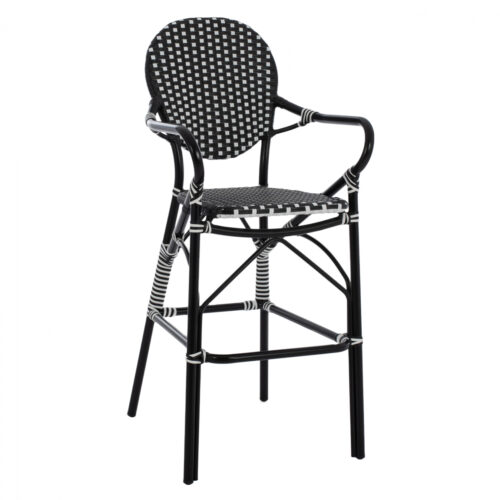 ΣΚΑΜΠΟ ΑΛΟΥΜΙΝΙΟΥ BAMBOO LOOK ΜΕ WICKER ΜΑΥΡΟ ΛΕΥΚΟ HM5794.02 56x60x126 εκ. (x1)