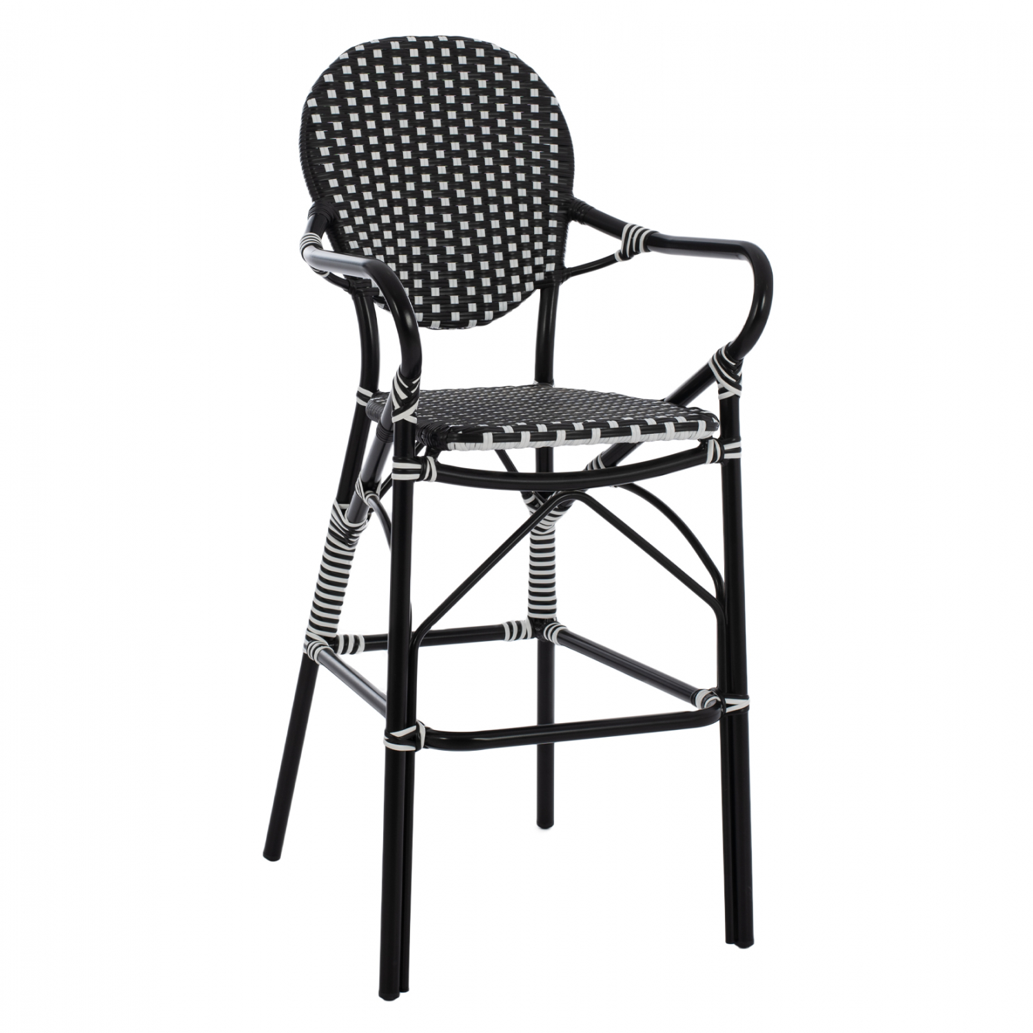 ΣΚΑΜΠΟ ΑΛΟΥΜΙΝΙΟΥ BAMBOO LOOK ΜΕ WICKER ΜΑΥΡΟ ΛΕΥΚΟ HM5794.02 56x60x126 εκ. (x1)