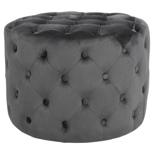 ΣΚΑΜΠΟ KASSIE  ΓΚΡΙ ΒΕΛΟΥΔΟ ΤΥΠΟΥ CHESTERFIELD HM8406.01 Φ60x43Υ εκ. (x1)