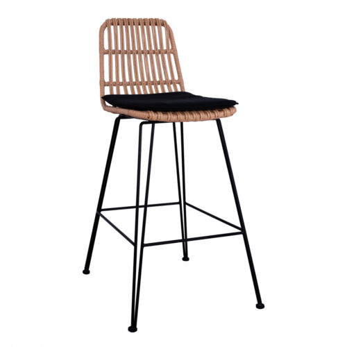 ΣΚΑΜΠΟ ΜΕΤΑΛΛΙΚΟ ΜΕ ΜΑΞΙΛΑΡΙ ALLEGRA HM5452 ΜΕ WICKER ΣΕ ΜΠΕΖ ΑΠΟΧΡΩΣΗ 56x60x109 εκ. (x1)