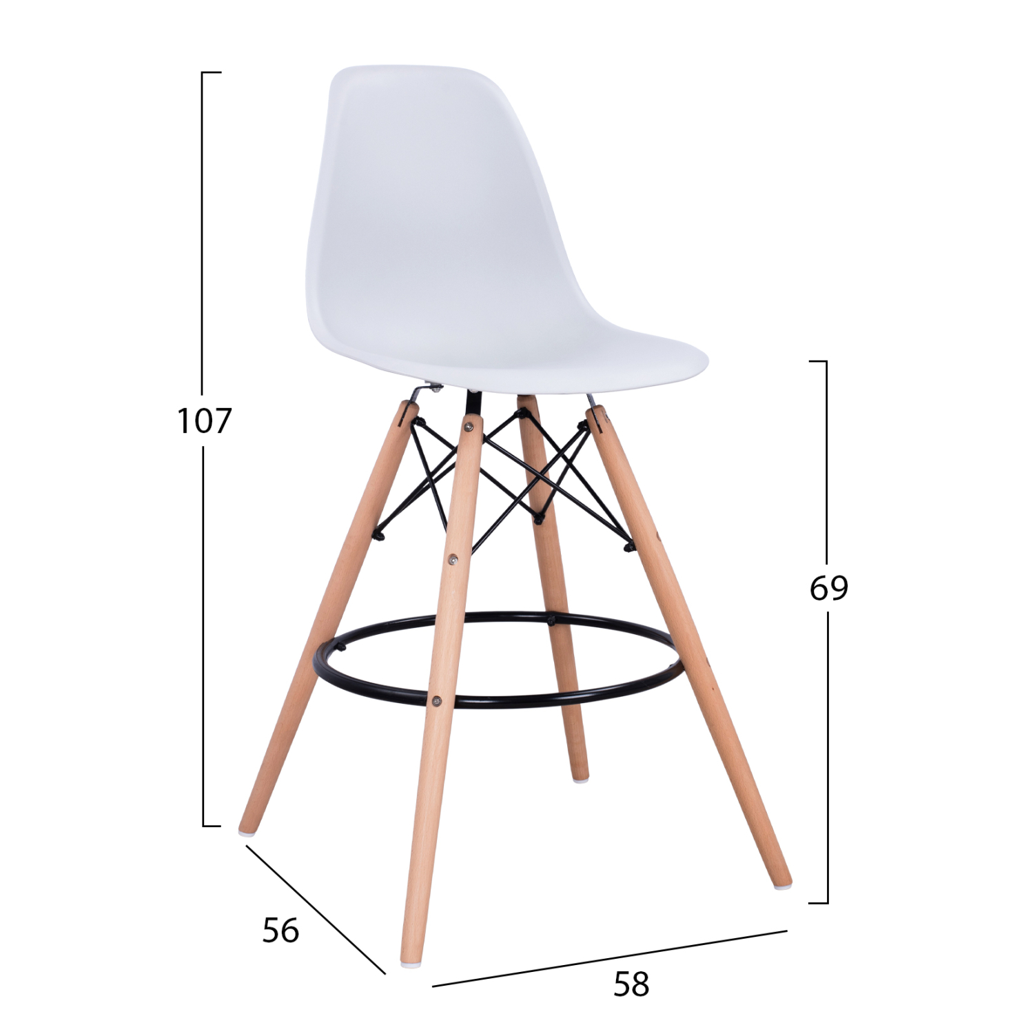 ΣΚΑΜΠΟ ΜΠΑΡ RENATA HM0173.01 ΛΕΥΚΟ 58x56x107Υ εκ. (x4) - Image 2