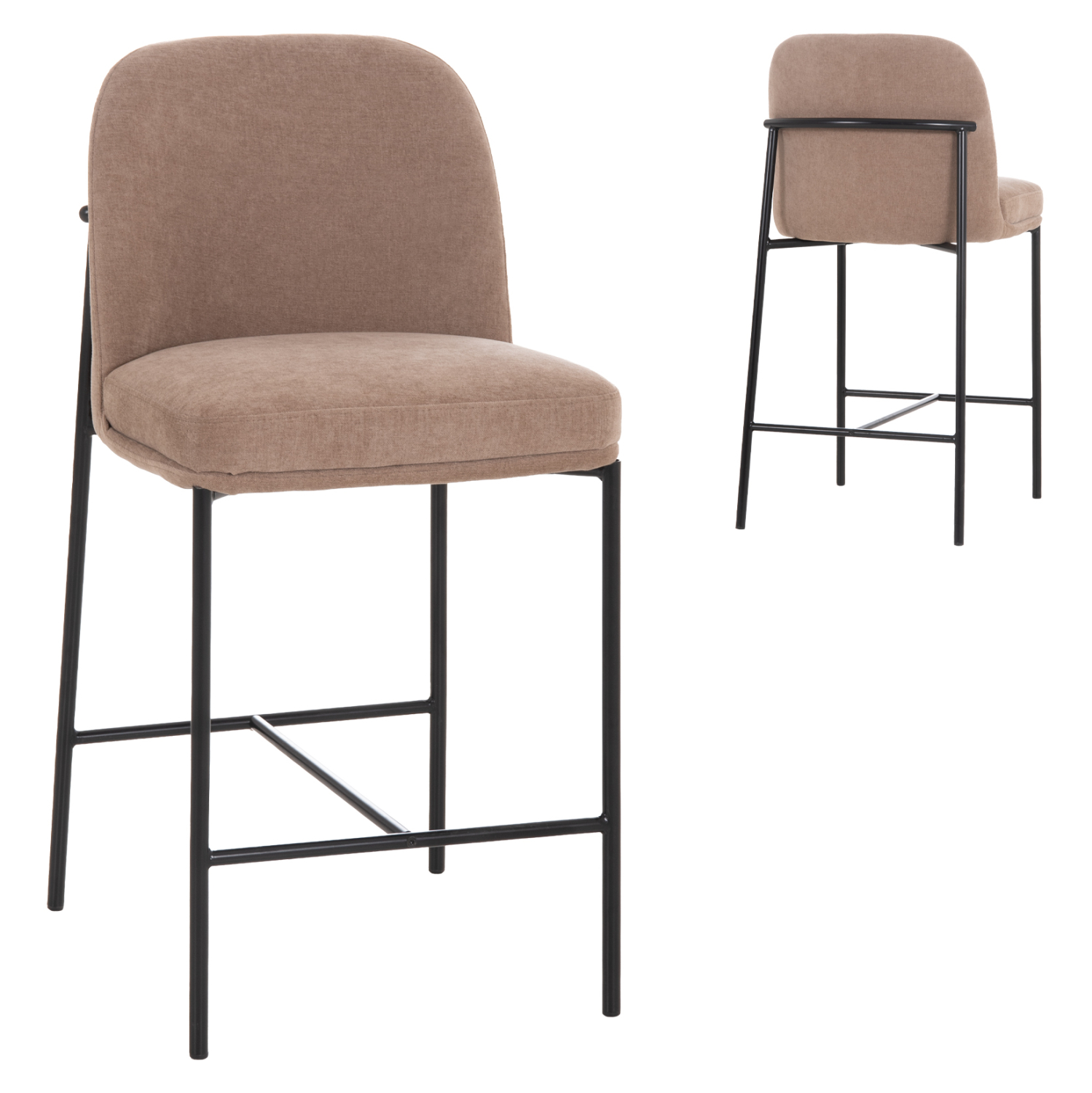 ΣΚΑΜΠΟ ΜΠΑΡ ΜΕΣ.ΥΨΟΥΣ MANIDO HM18427.02 TAUPE ΥΦΑΣΜΑ-ΜΕΤΑΛ.ΜΑΥΡΟΣ ΣΚΕΛΕΤΟΣ 45x55x92Υεκ (x2)