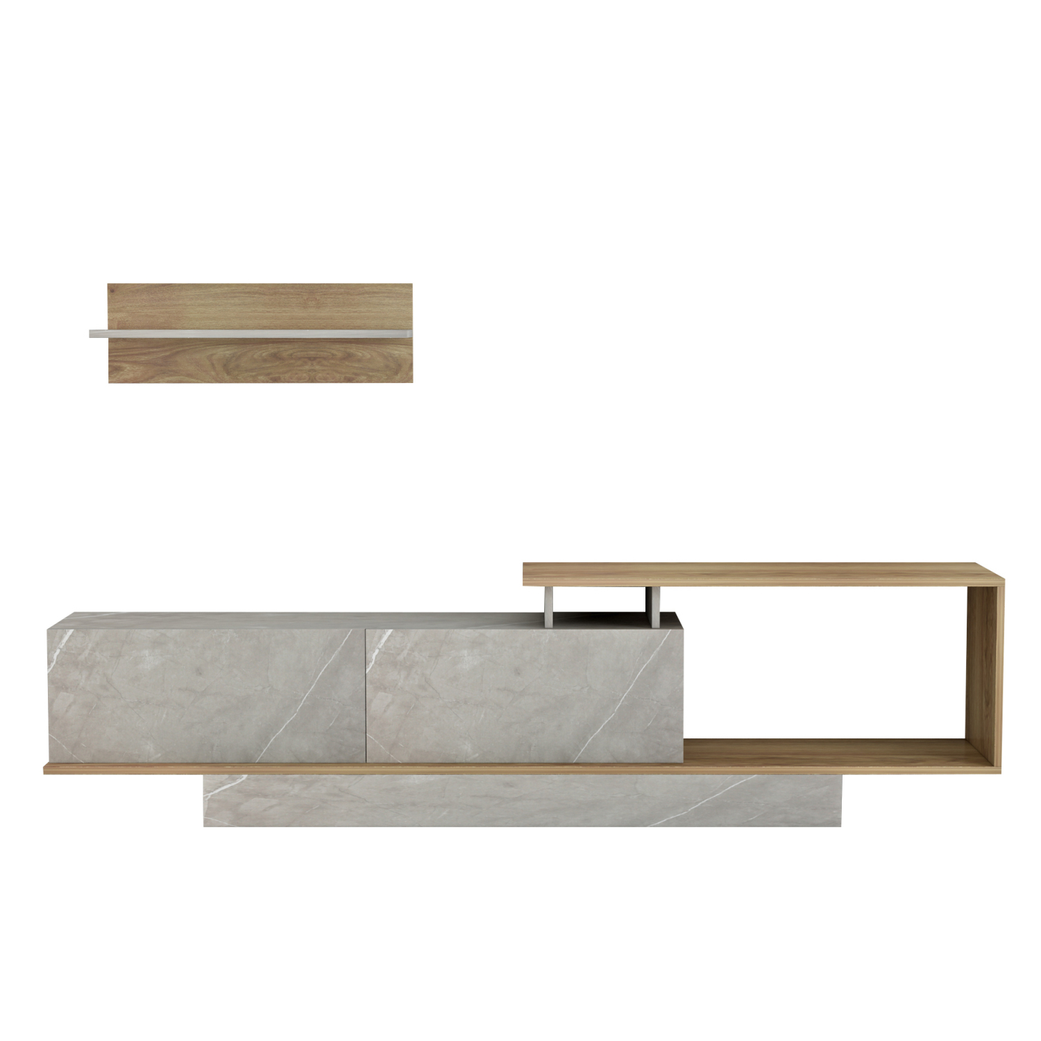 ΣΥΝΘΕΤΟ ΤΗΛΕΟΡΑΣΗΣ GARCELLE HM8904.14 ΜΕΛΑΜΙΝΗ ΦΥΣΙΚΟ-STONE TEXTURE 180x29,6x45Υεκ (x1) - Image 3