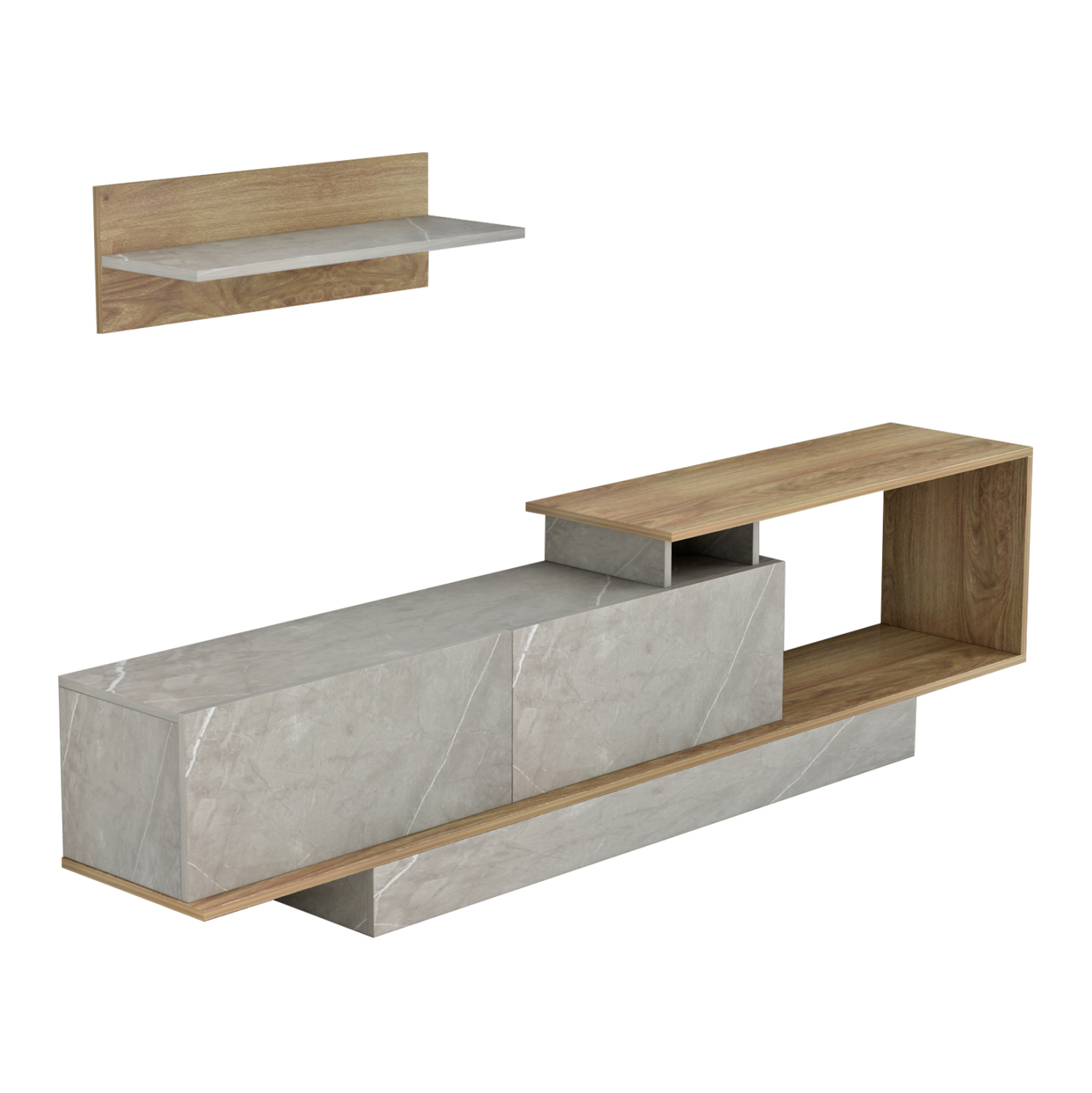 ΣΥΝΘΕΤΟ ΤΗΛΕΟΡΑΣΗΣ GARCELLE HM8904.14 ΜΕΛΑΜΙΝΗ ΦΥΣΙΚΟ-STONE TEXTURE 180x29,6x45Υεκ (x1) - Image 5