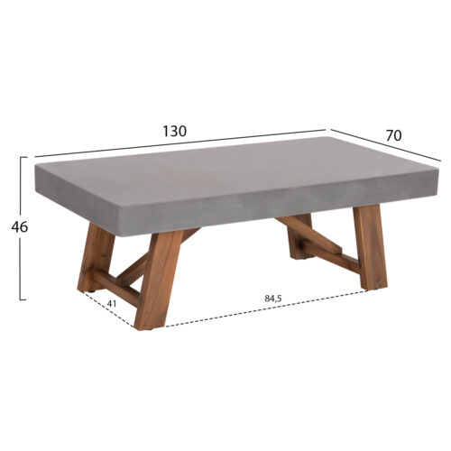 ΤΡΑΠΕΖΙ ΜΕΣΗΣ FIBER CEMENT & ΞΥΛΟ ΑΚΑΚΙΑΣ MAEVE HM6595.01 ΓΚΡΙ 130x70x46Υεκ. (x1)