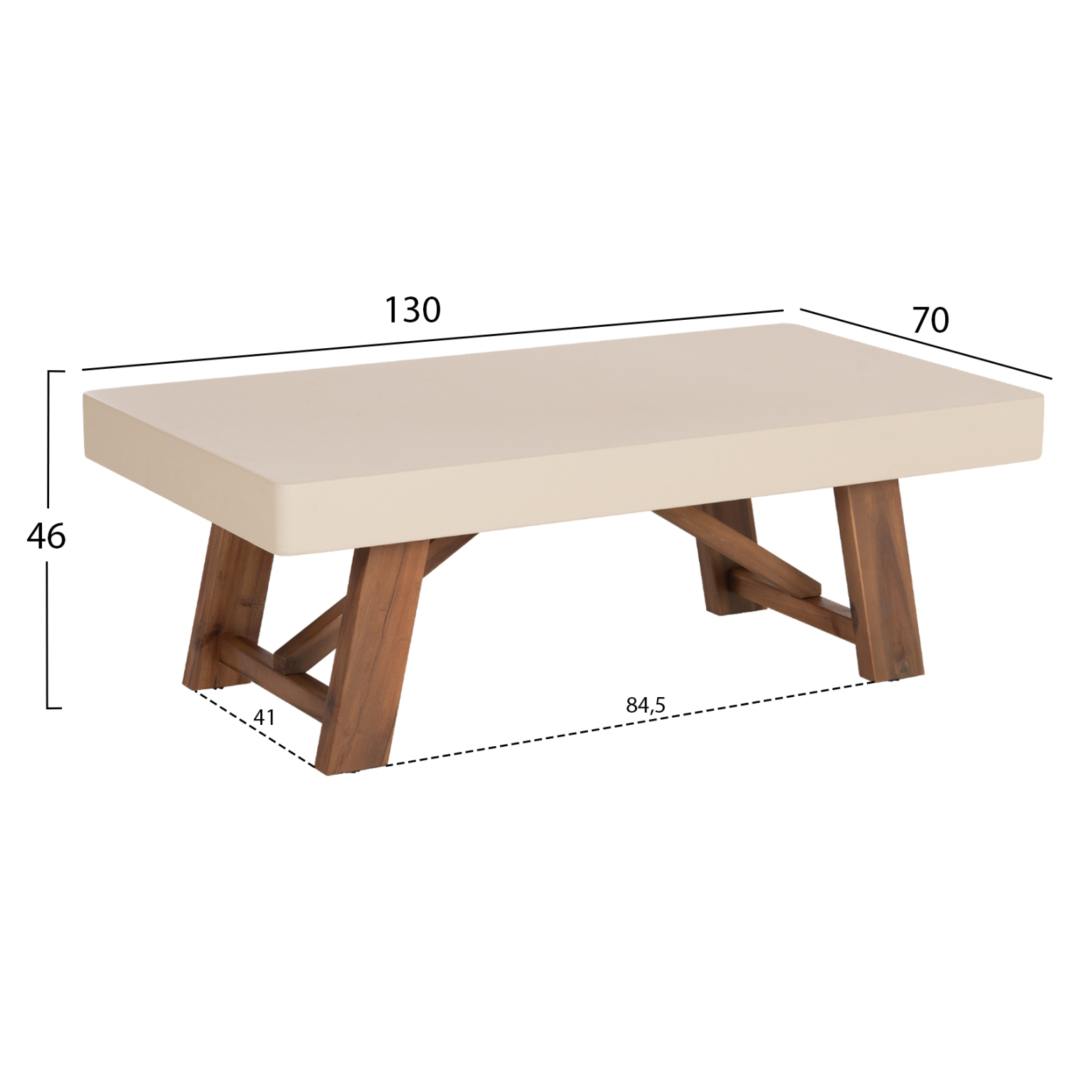 ΤΡΑΠΕΖΙ ΜΕΣΗΣ FIBER CEMENT & ΞΥΛΟ ΑΚΑΚΙΑΣ MAEVE HM6595.02 ΜΠΕΖ 130x70x46Υεκ. (x1) - Image 2
