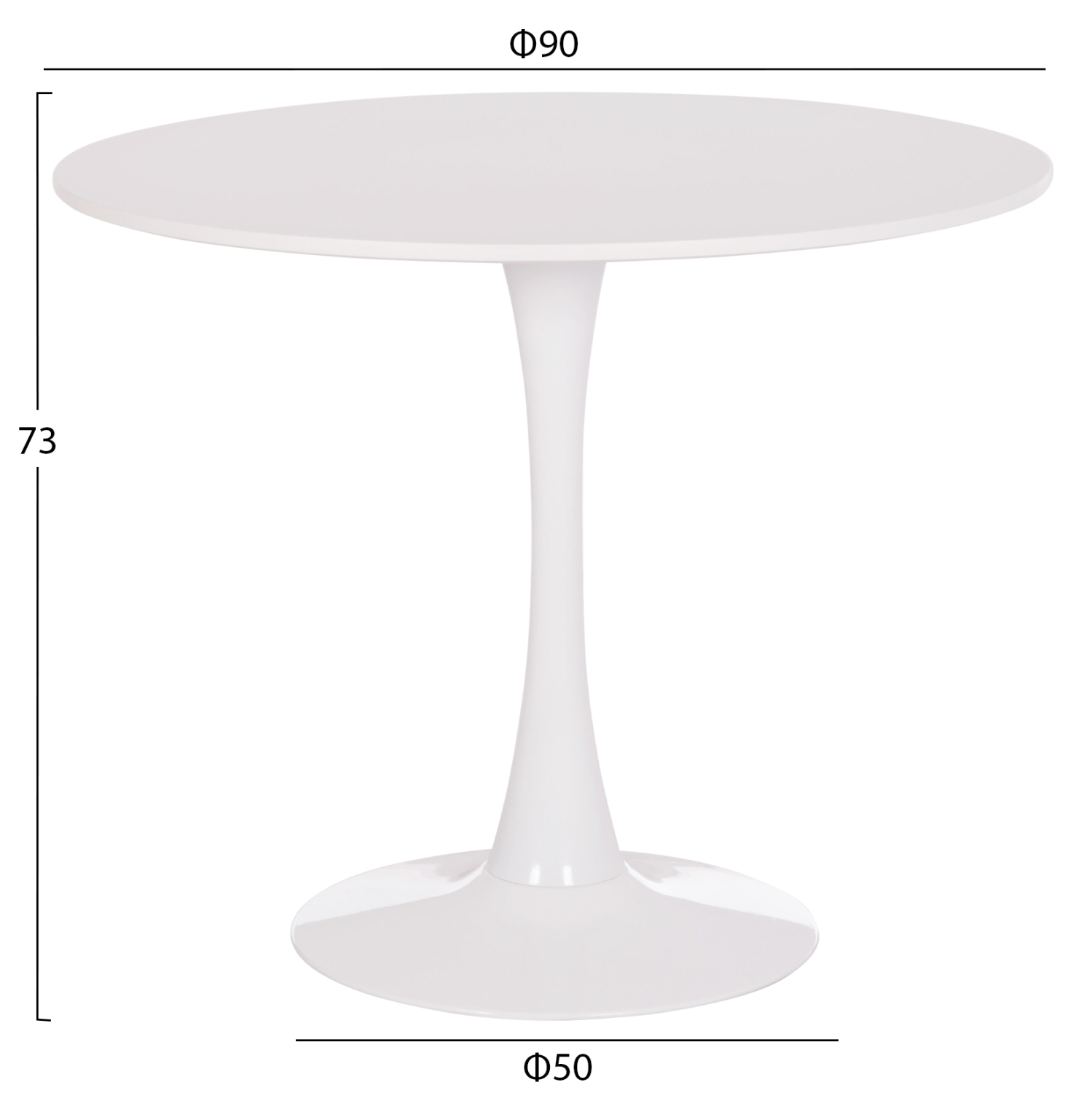 ΤΡΑΠΕΖΙ ΣΤΡΟΓΓΥΛΟ BROLIN HM18141.01 MDF TOP-ΒΑΣΗ ΜΕΤΑΛΛΙΚΗ--ΛΕΥΚΟ Φ90x73Υεκ (x1) - Image 2