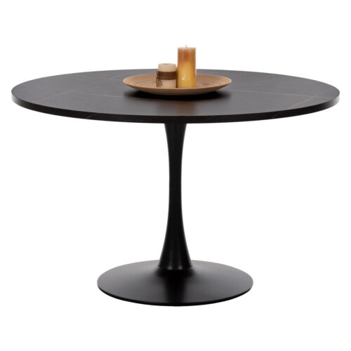 ΤΡΑΠΕΖΙ ΤΡΑΠΕΖΑΡΙΑΣ ROLLO HM9422.12 ΣΤΡΟΓΓΥΛΟ BLACK MARBLE Φ120x74Yεκ. (x1)
