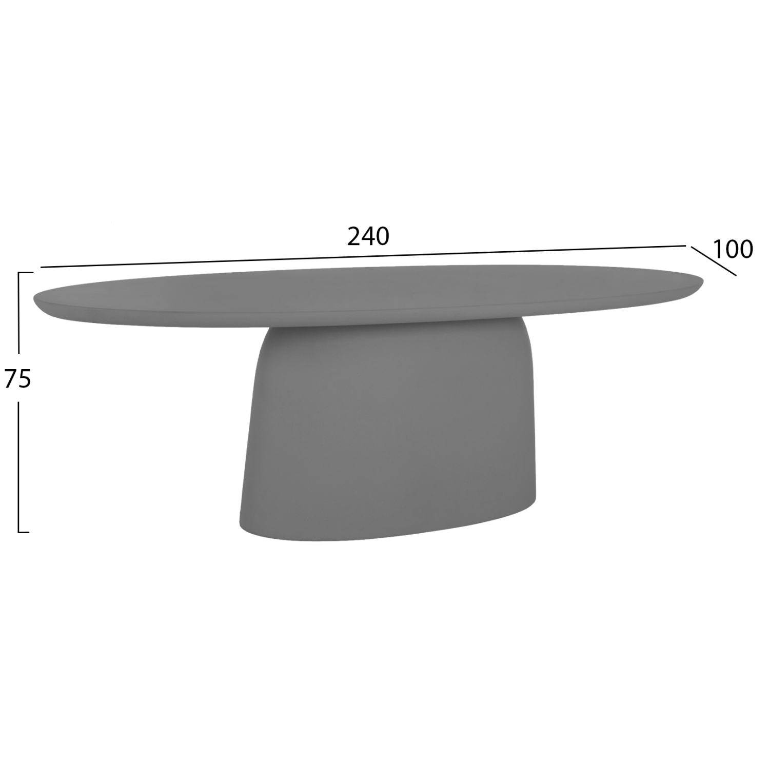 ΤΡΑΠΕΖΙ ΤΡΑΠΕΖΑΡΙΑΣ FIBER CEMENT ΟΒΑΛ BRECCAN HM6577.01 ΓΚΡΙ 240x100x75Υεκ. (x1) - Image 6