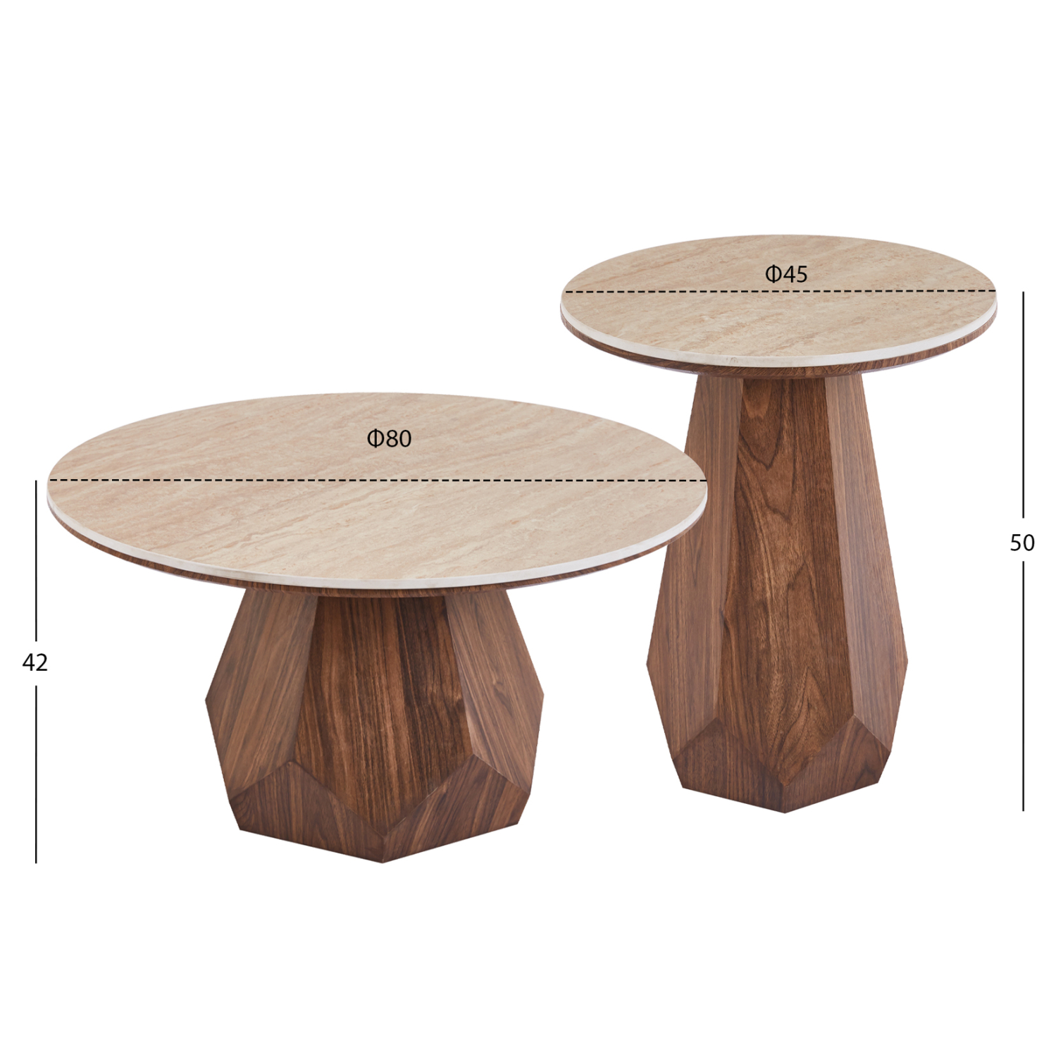 ΤΡΑΠΕΖΙΑ ΣΑΛΟΝΙΟΥ 2ΤΜΧ VENERA HM12109 ΚΕΡΑΜΙΚΑ TOP--MDF ΒΑΣΕΙΣ Φ80+Φ45εκ. (x1) - Image 3
