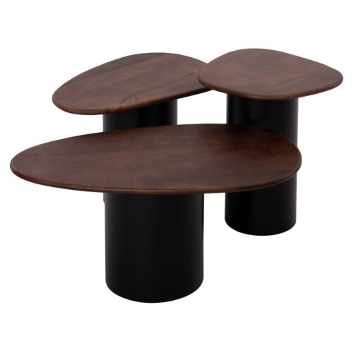 ΤΡΑΠΕΖΙA ΣΑΛΟΝΙΟΥ 3ΤΜΧ PEBBLES HM18004 MANGO TOP-ΜΕΤΑΛΛΙΚΕΣ ΜΑΥΡΕΣ ΒΑΣΕΙΣ (x1)