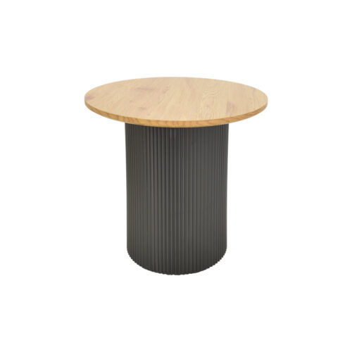 Βοηθητικό τραπέζι Dovel pakoworld mdf σε sonoma -μαύρο μέταλλο Φ50x50εκ (x1)