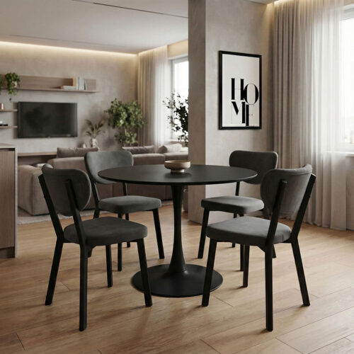 Tραπέζι Balou pakoworld mdf σε μαύρη απόχρωση Φ80x73εκ (x1)