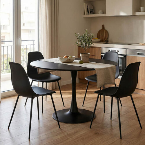 Tραπέζι Balou pakoworld mdf σε μαύρη απόχρωση Φ120x73εκ (x1)