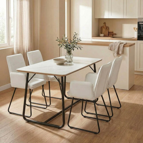Τραπέζι Revello pakoworld sintered stone λευκό μαρμάρου-μαύρο 150x90x75εκ (x1)
