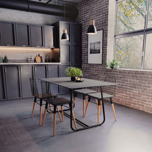 Τραπέζι Revello pakoworld sintered stone μαύρο μαρμάρου-μαύρο 150x90x75εκ (x1)