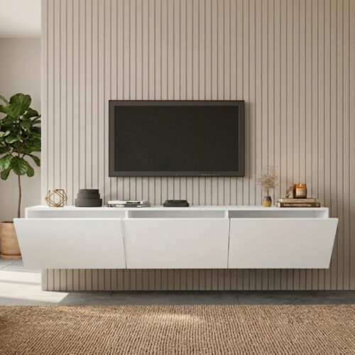 Έπιπλο τηλεόρασης επιτοίχιο Felita pakoworld λευκό 150x31,4x30εκ (x1)