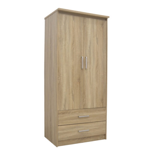 Ντουλάπα ρούχων δίφυλλη OLYMPUS pakoworld σε sonoma απόχρωση 81x57x183εκ (x1)