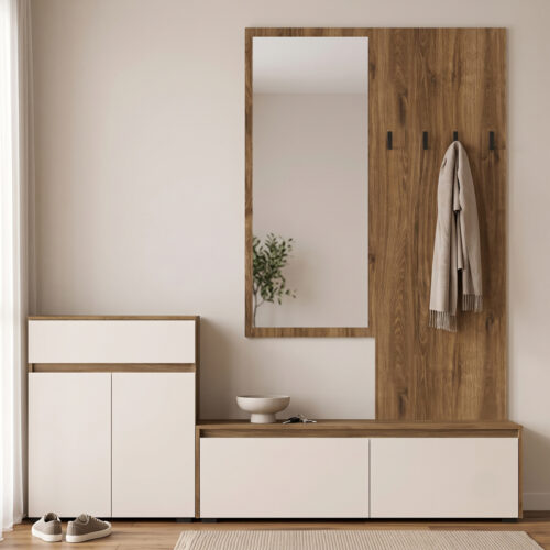 Έπιπλο εισόδου Ansia pakoworld καρυδί oak 210x44,7x175εκ (x1)