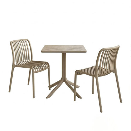 Τραπεζαρία Groovy Zoi pakoworld σετ 3τεμ cappuccino PP 60x60x76εκ (x1)