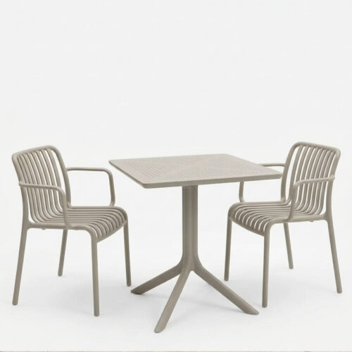 Τραπεζαρία Zoi Groovy pakoworld σετ 3τεμ cappuccino PP 80x80x74εκ (x1)