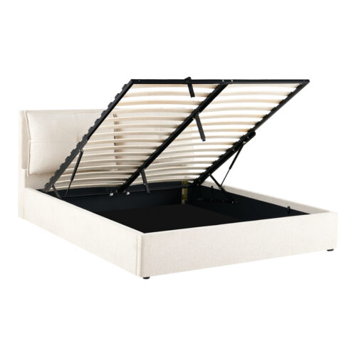 Κρεβάτι διπλό Dorma pakoworld με αποθηκευτικό χώρο εκρού ύφασμα 160x200εκ (x1)