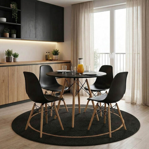 Τραπέζι Julita pakoworld MDF μαυρο-πόδια σε φυσική απόχρωση Φ80x73εκ (x1)